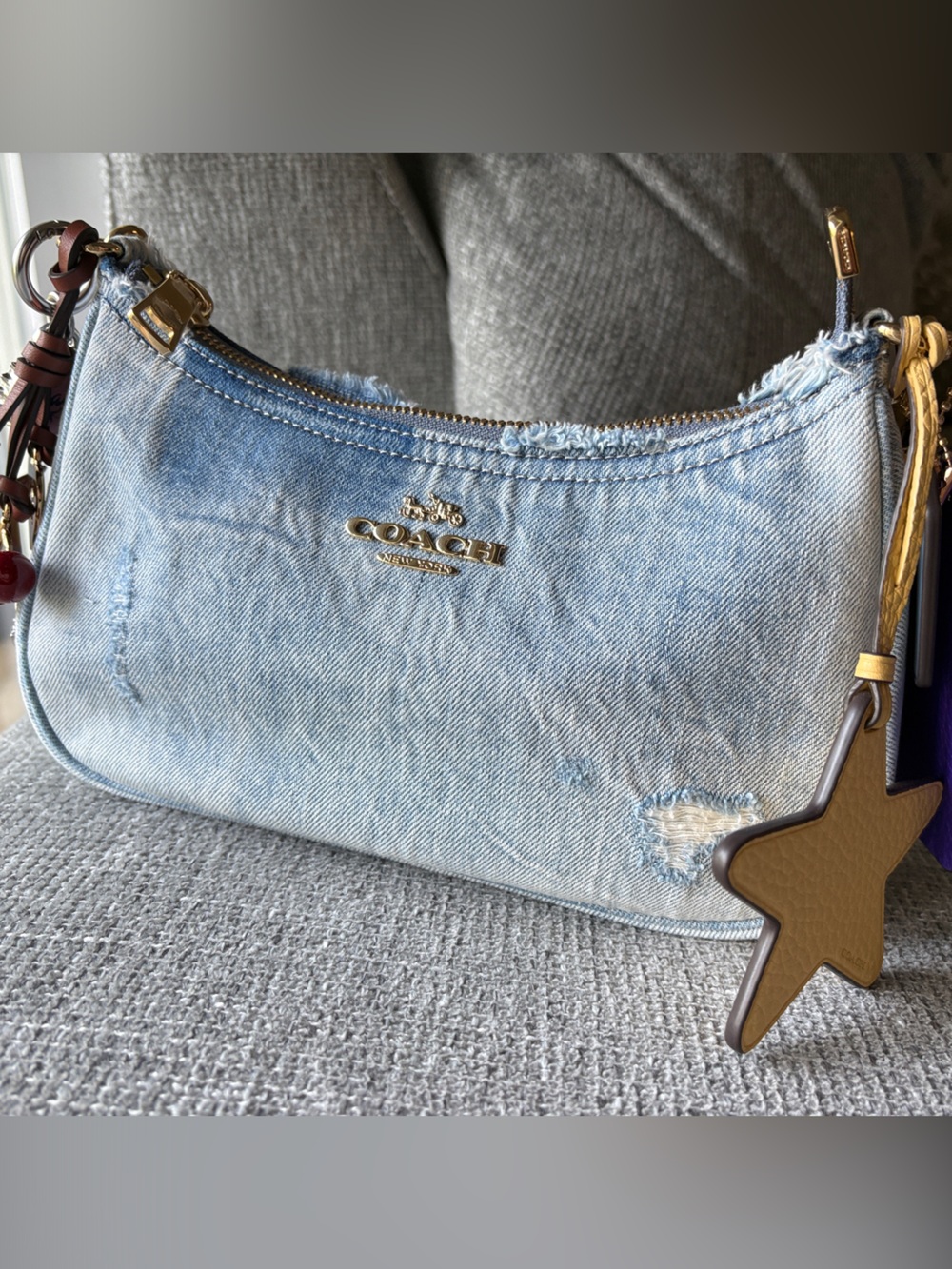 Authentic Coach Light Blue Denim Mini Hobo Bag. - Picture 3 of 7